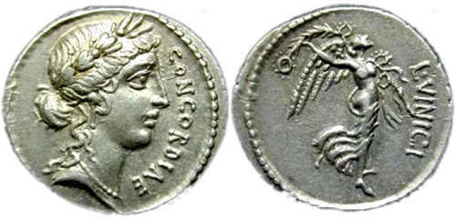 vinicia roman coin denarius